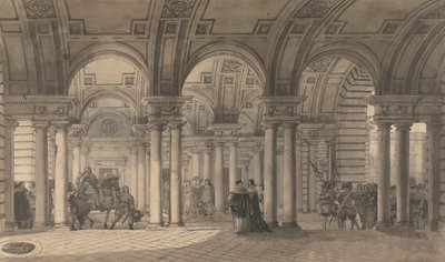 Somerset House, de Strand Vestibule door Louis Jean Desprez